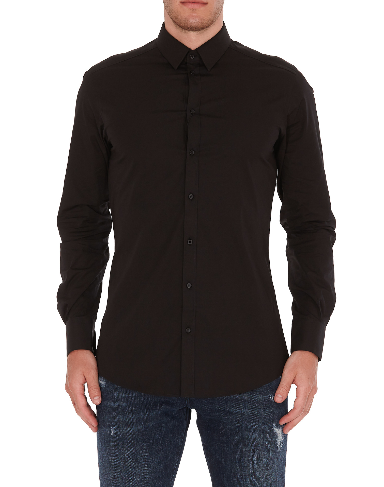 Dolce & Gabbana Classic Plain Shirt In Black
