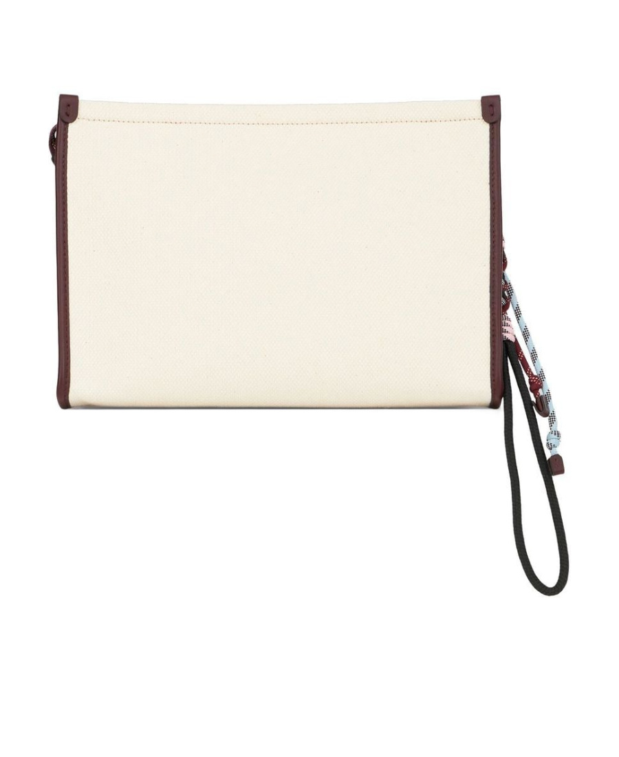 Etro Logo-detail Zipped Clutch Bag In White
