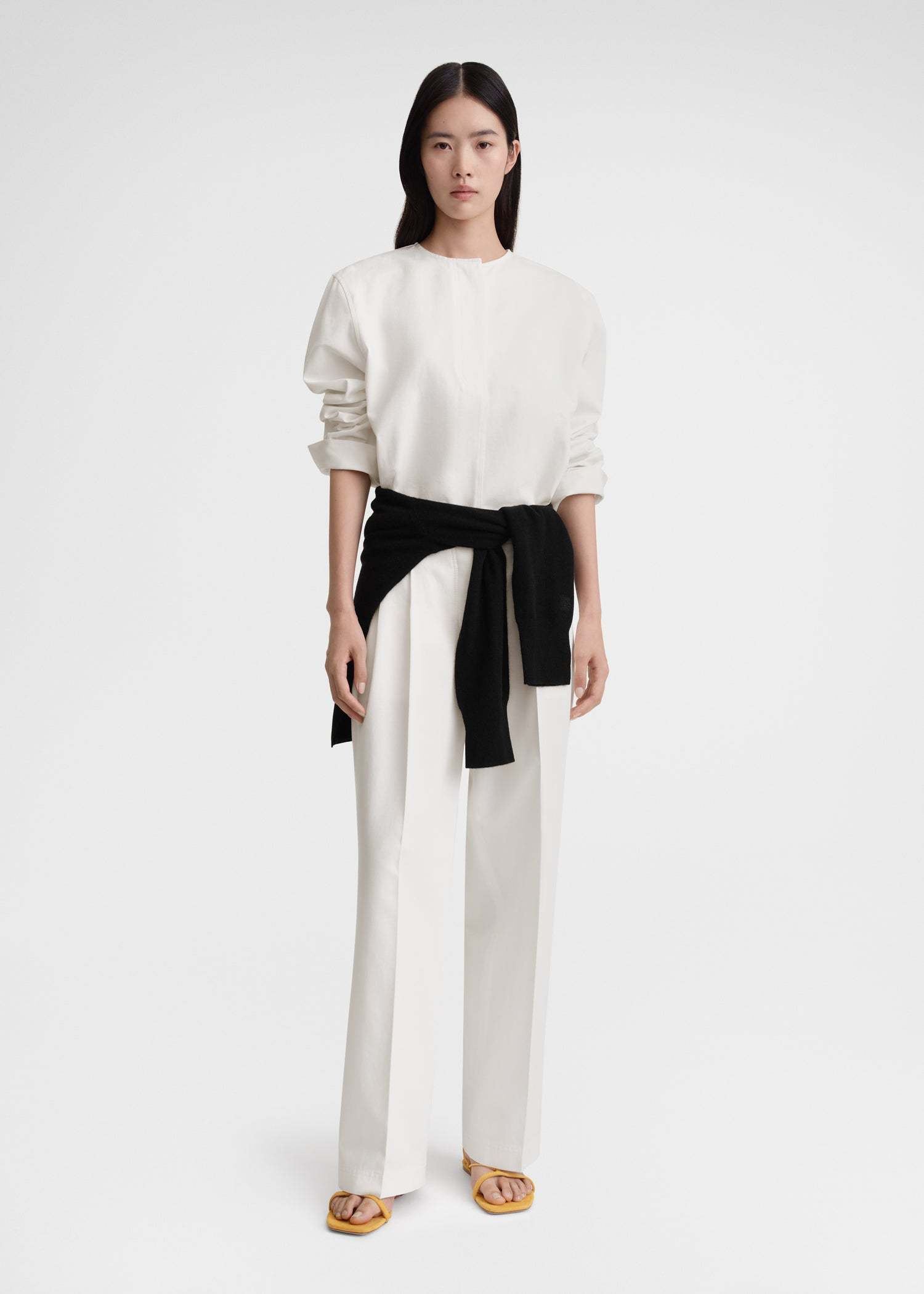 Totême Collarless Shirt In White