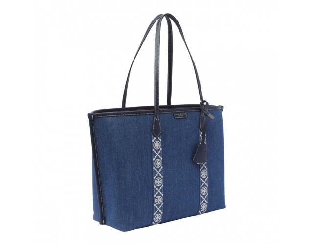 Tory Burch Perry Denim Tote Bag In Blue