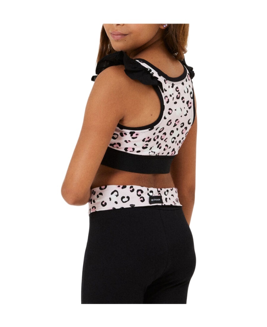 Monnalisa Leopard-print Cropped Tank Top In Black