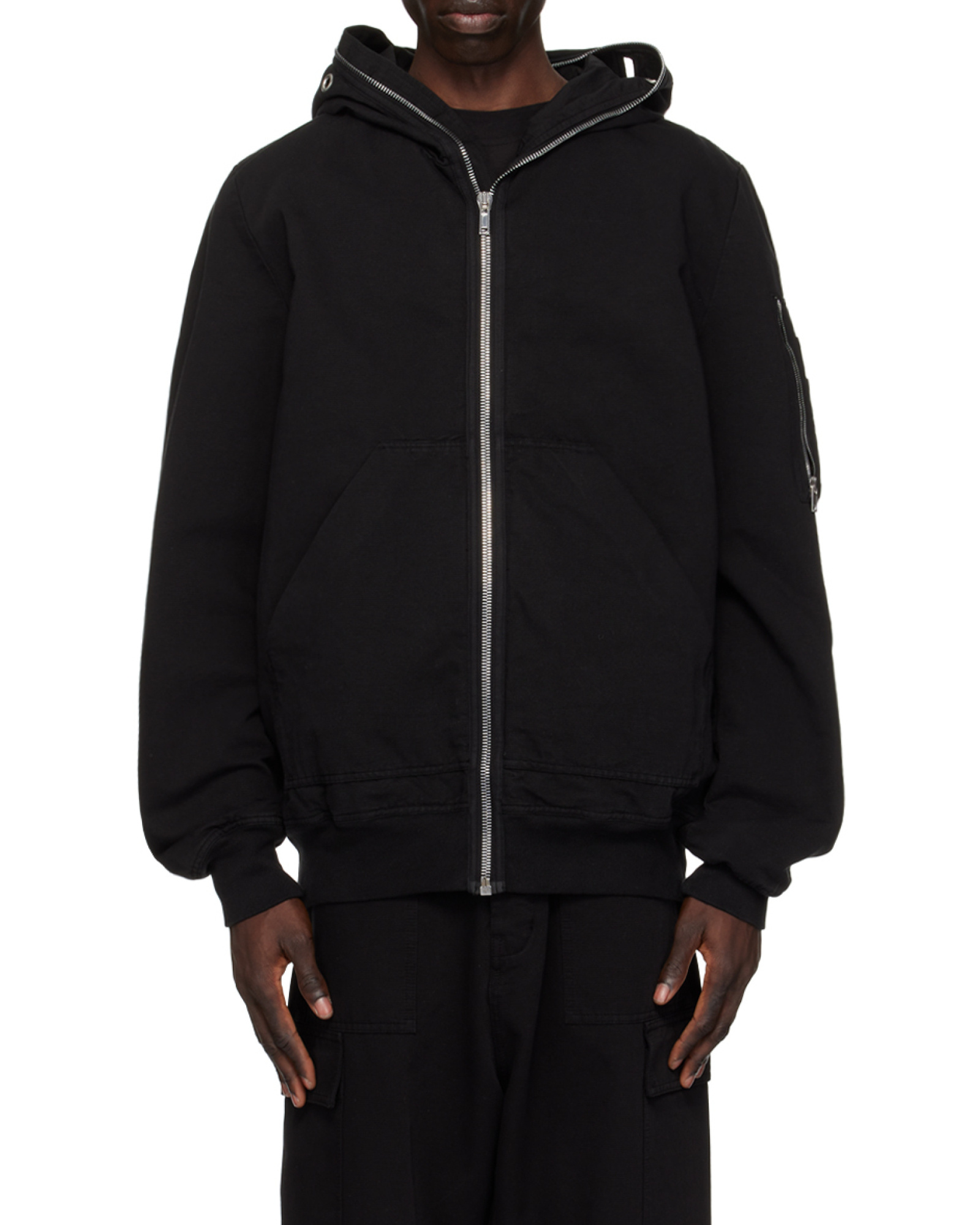 Rick Owens Drkshdw Zip-up Hooded Jacket In Black