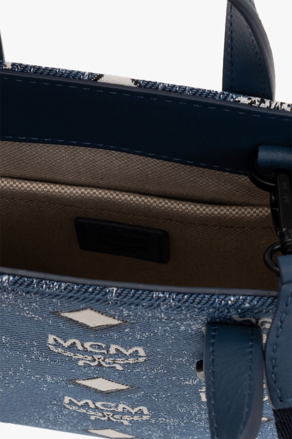 Mcm One-shoulder Bag With Chinese Characters In Blue