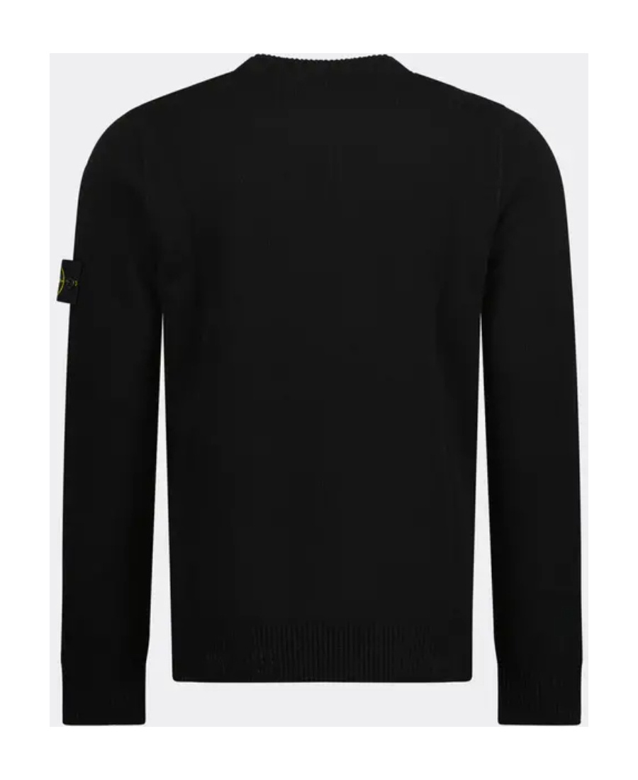 Shop Stone Island Logo Patch Crewneck Knitted Jumper In Black