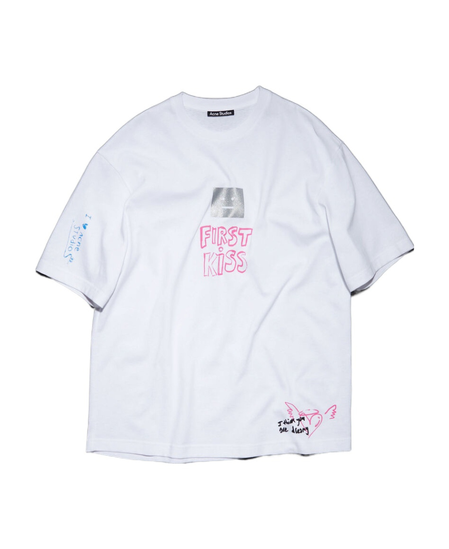 Acne Studios Scribbles Short-sleeve T-shirt In White