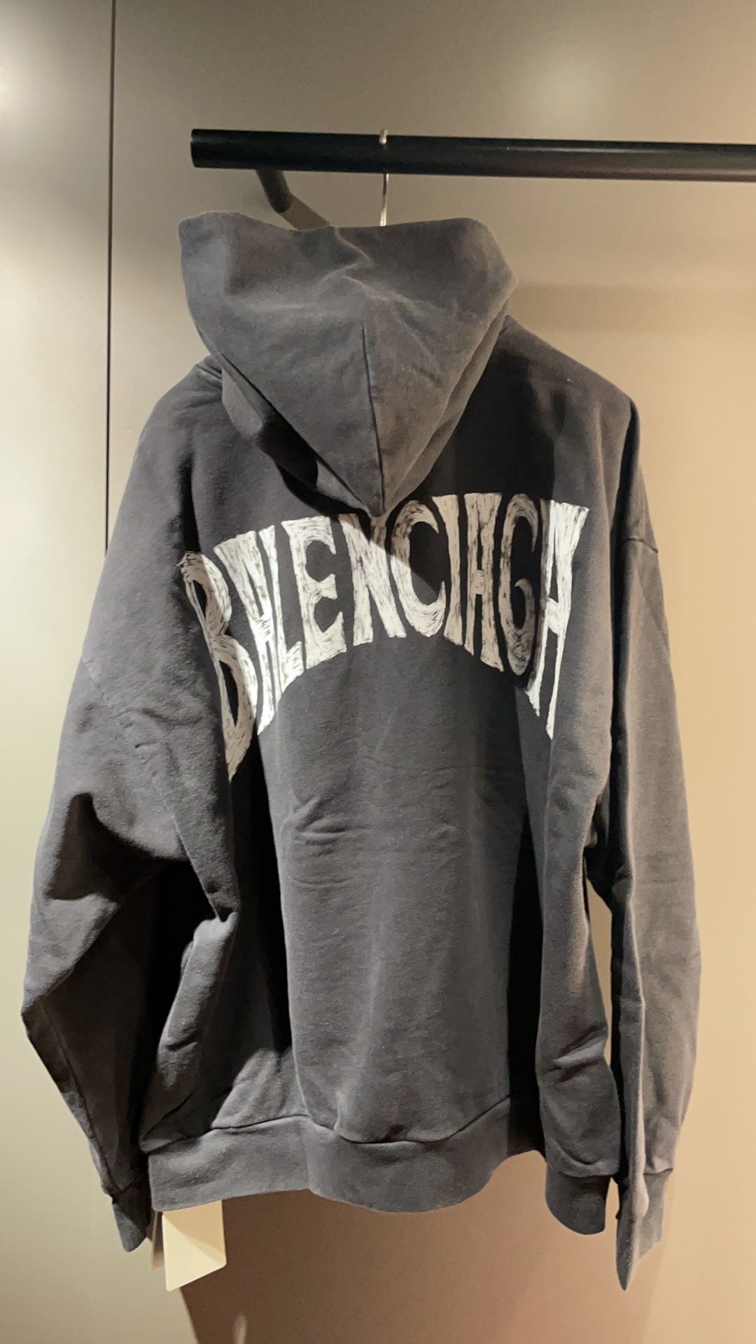 Balenciaga Logo-print Cotton Hoodie In Gray