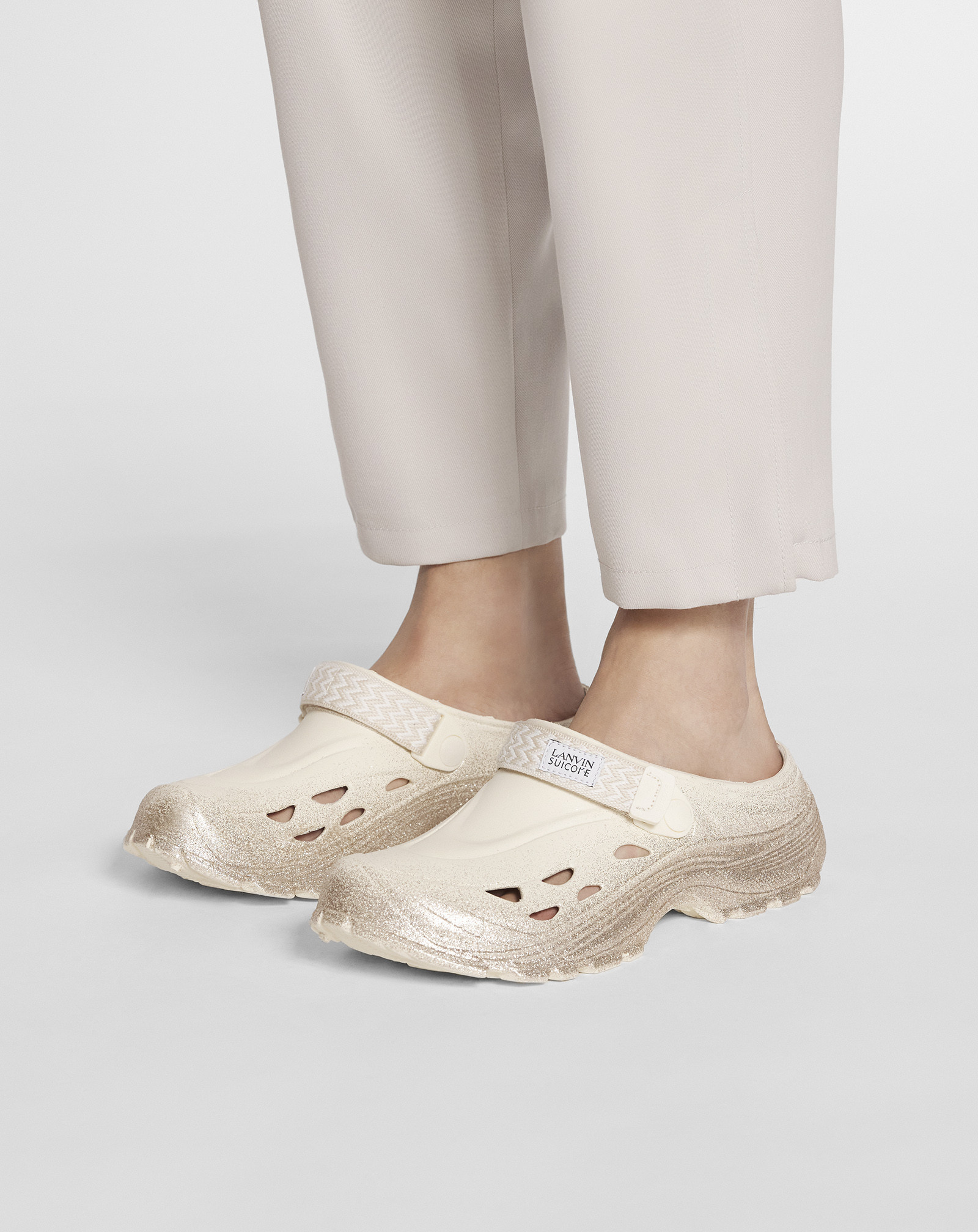 Lanvin Logo Patch Slip-on Slippers In White