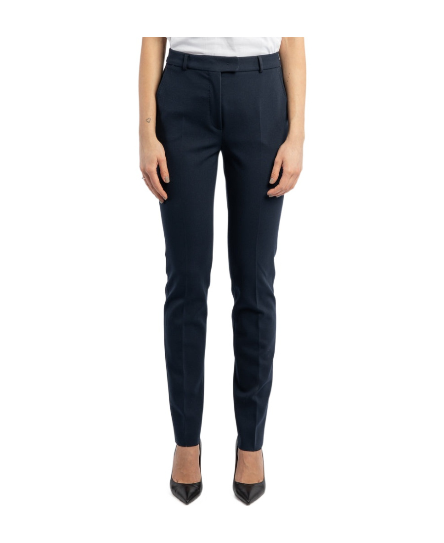 Max Mara Plain Knitted Cigarette Pipe Trousers In Black