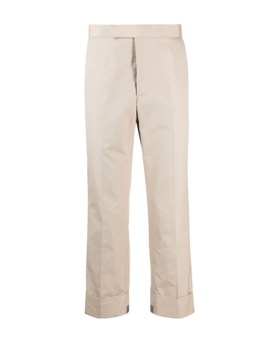 Shop Thom Browne Tailored Cropped Twill Trousers In Nude