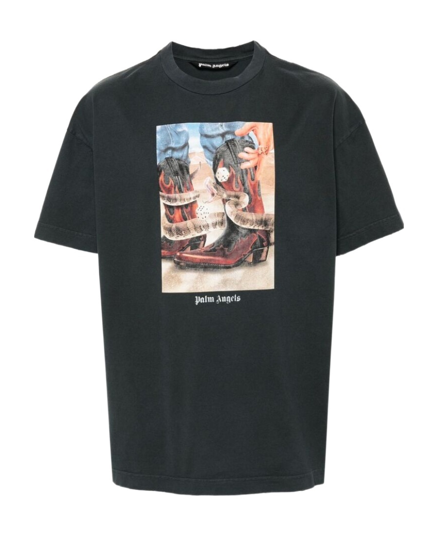 Palm Angels Graphic Printed Crewneck T-shirt In Green
