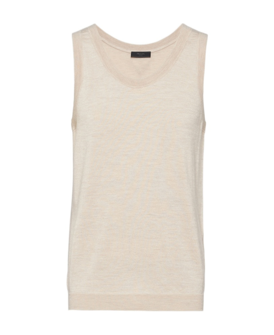 Prada Cashmere Knitted Vest In Yellow