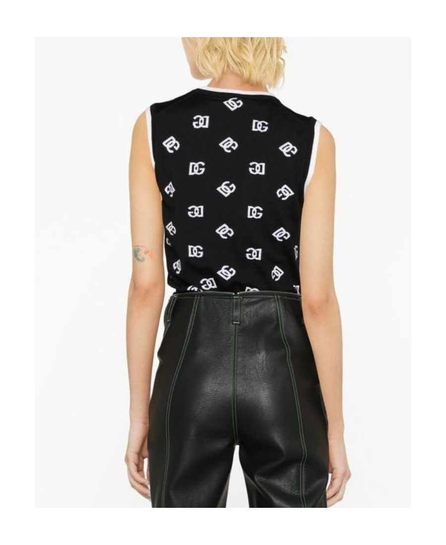 Dolce & Gabbana Intarsia-knit Sleeveless Sweater In Black