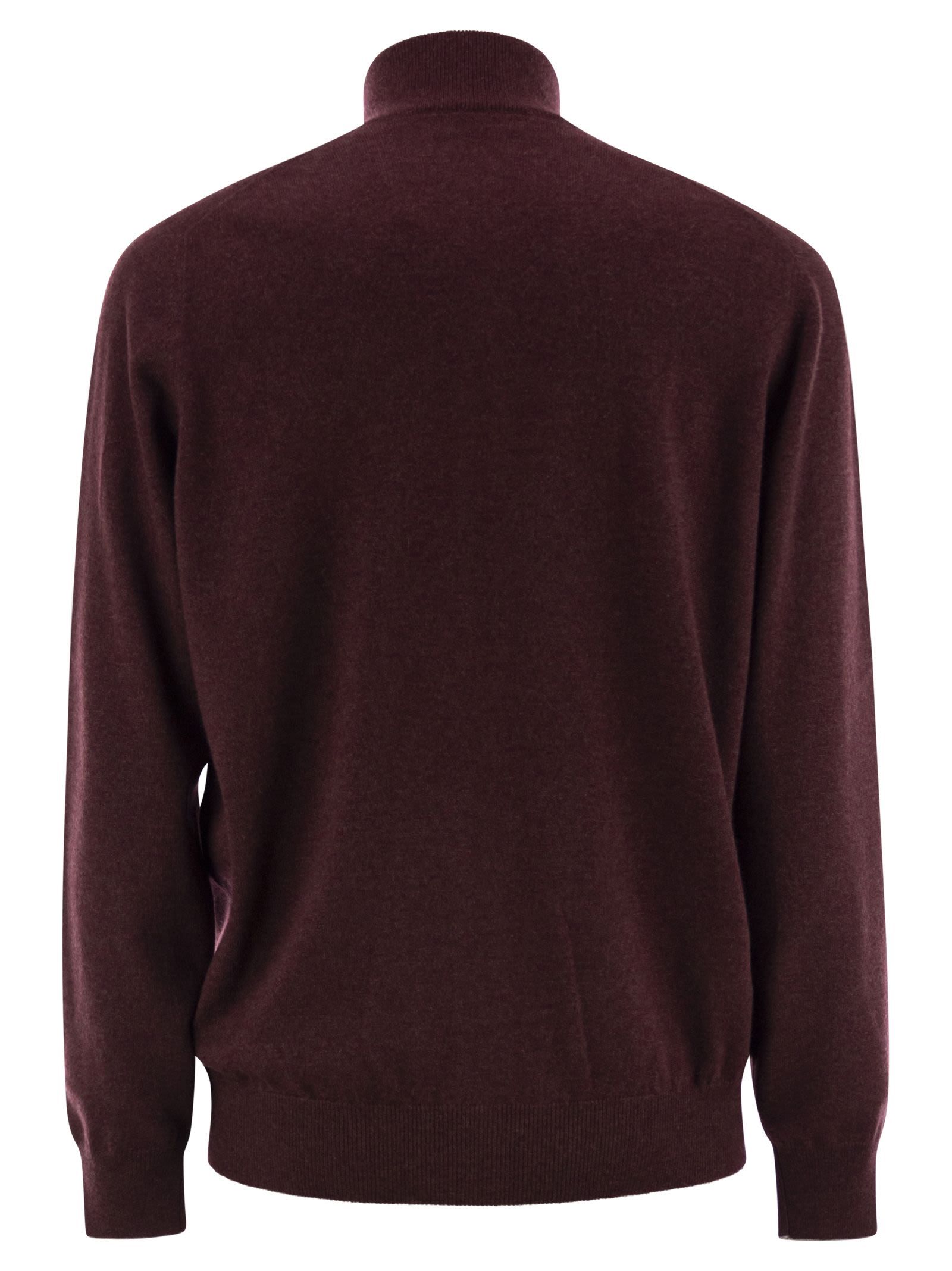 Brunello Cucinelli Men High-necked Cashmere Cardigan With Zip