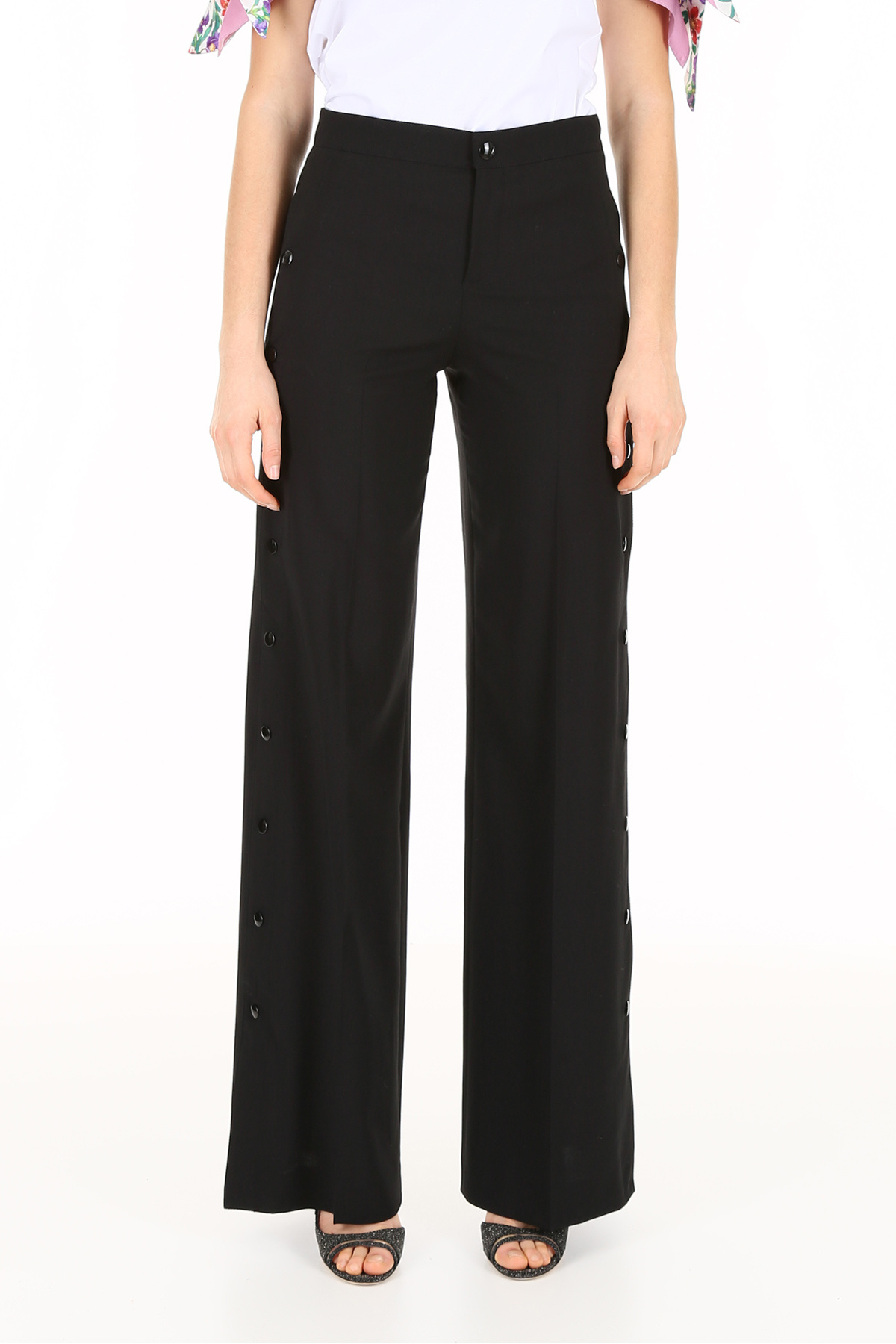 Red Valentino Side Riveted Casual Pants In Black
