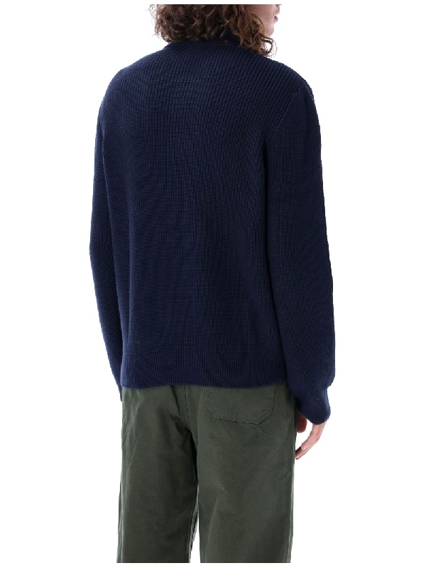Apc Mock-neck Half-zip Cotton Jumper In Black