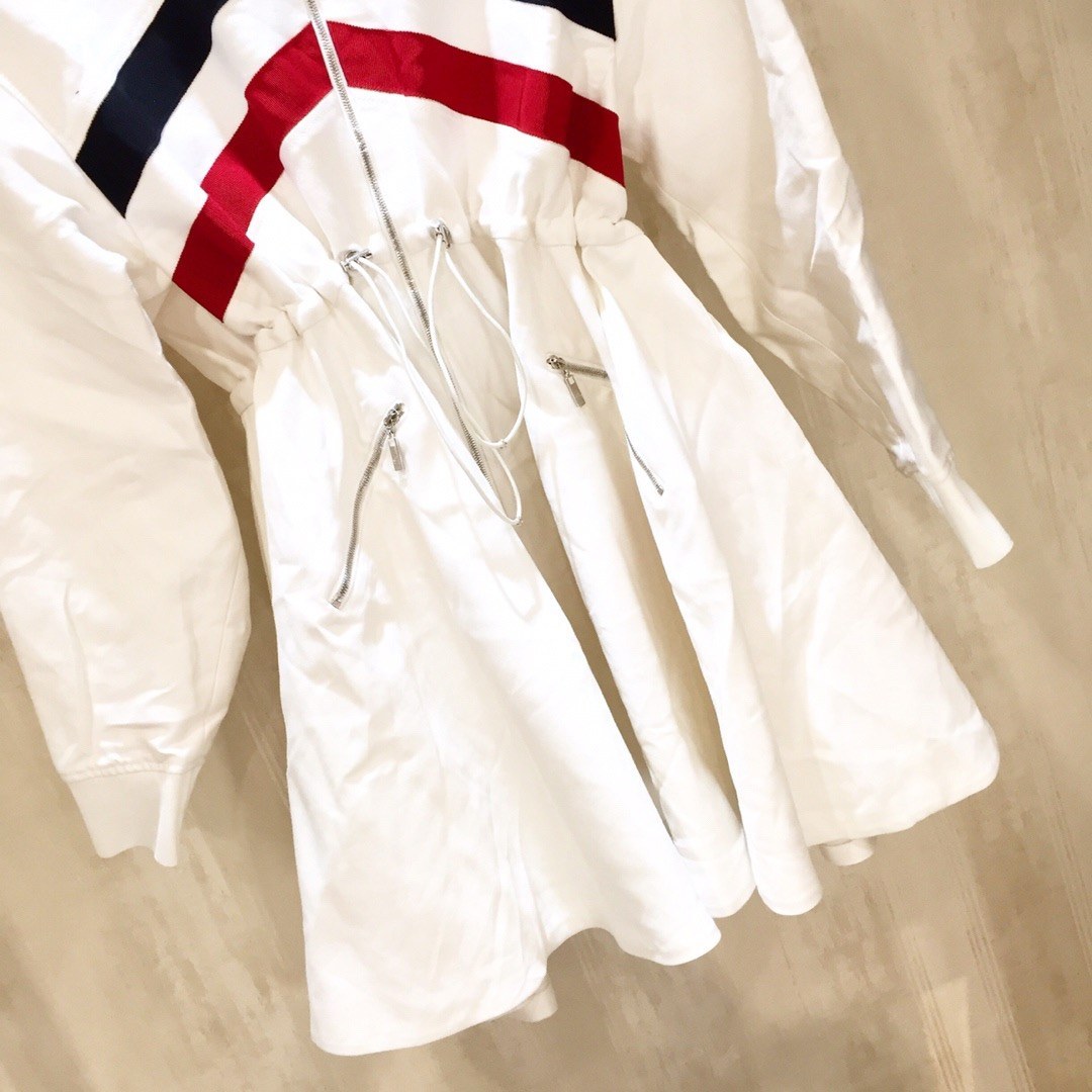 Moncler Striped Horn-shaped Casual Jacket In White