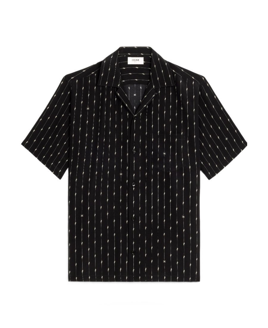 Celine Hawaiian Shirt With Viscose Print In Black