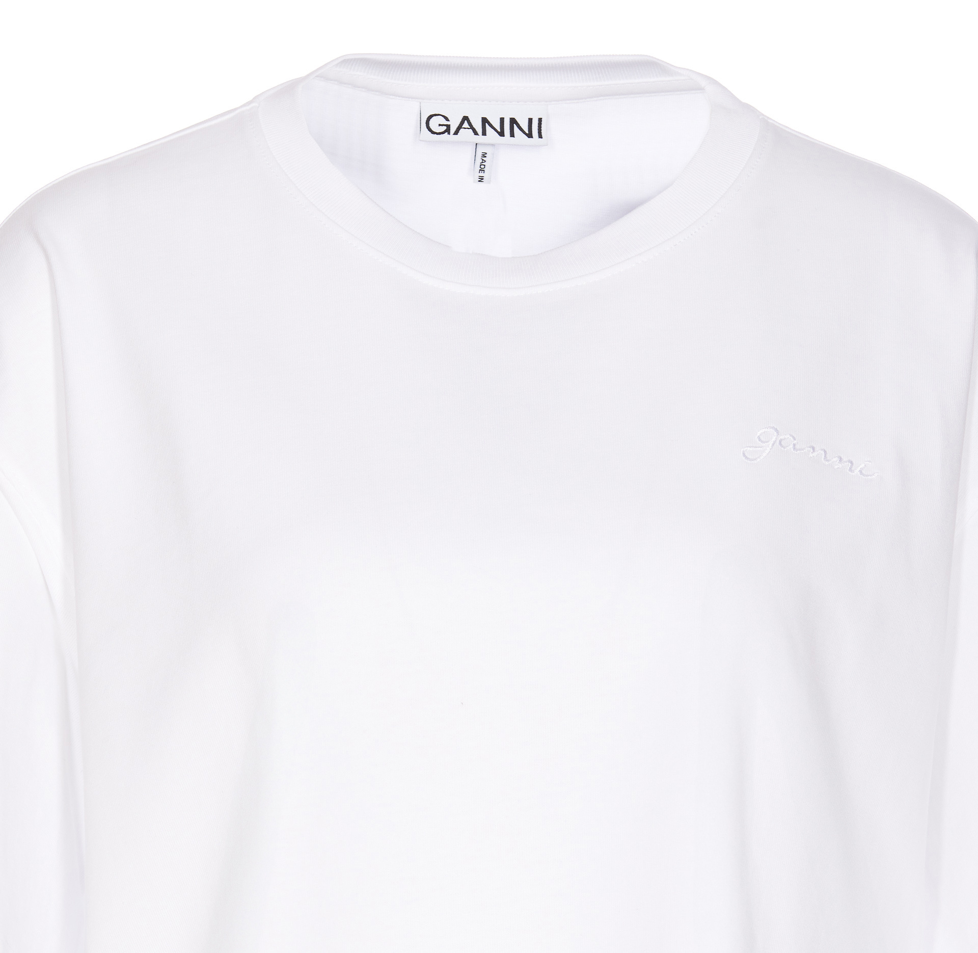 Ganni Open-necked Black Shirt In White