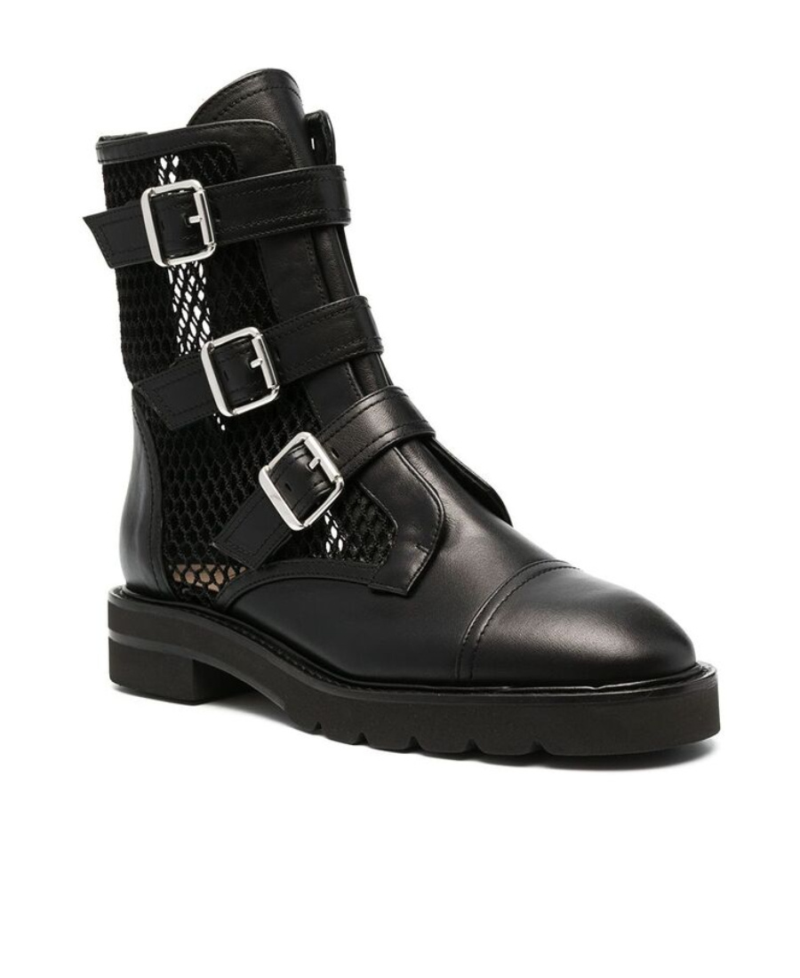 Stuart Weitzman Studded Leather Boots In Black