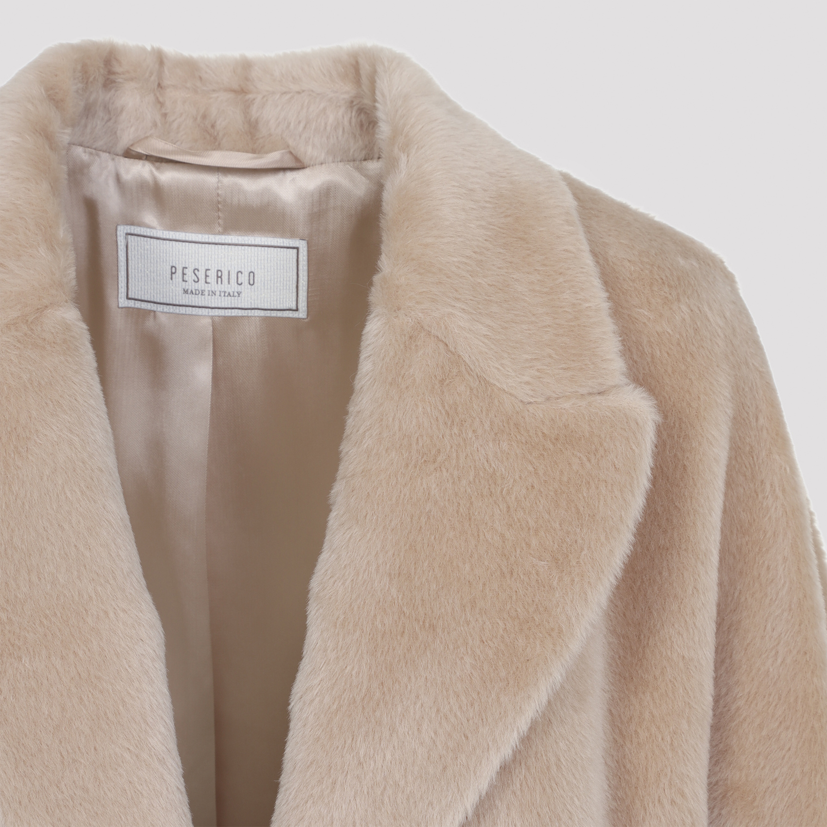 Peserico Mid-length Tailored Coat In Alpaca Blend In Multi