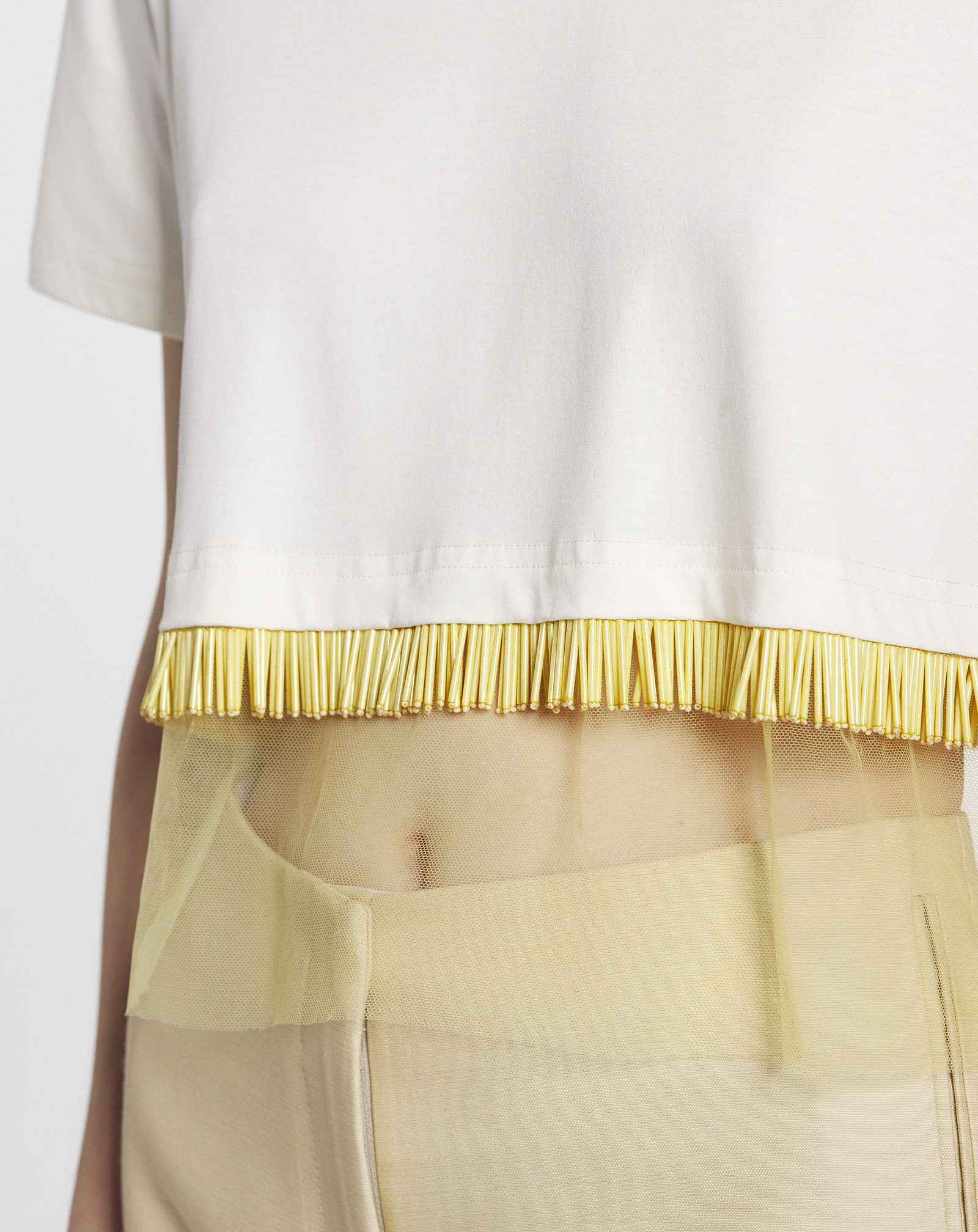 Lanvin Fringed Cropped T-shirt In White