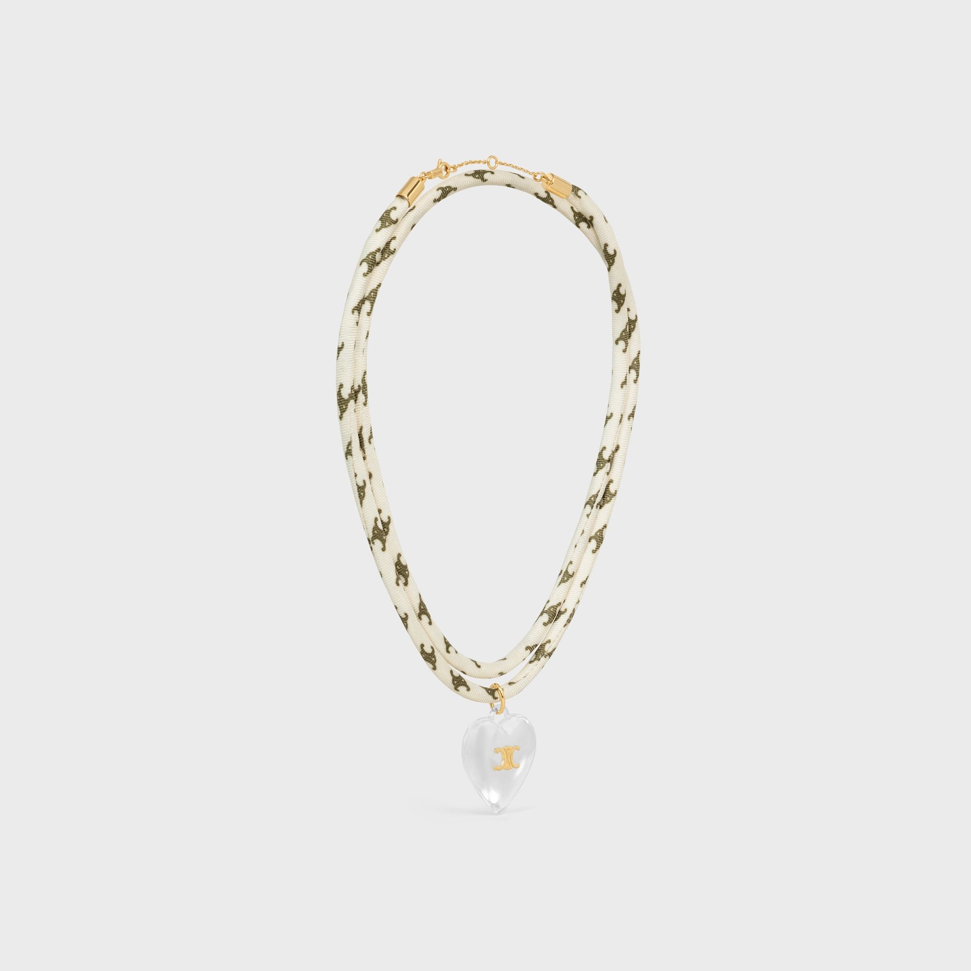Celine Cœur Triomphe Necklace In Silk, Resin And Brass With Gold Finish