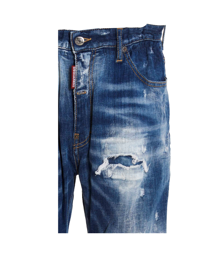 Dsquared2 Cropped Distressed-effect Jeans In Blue