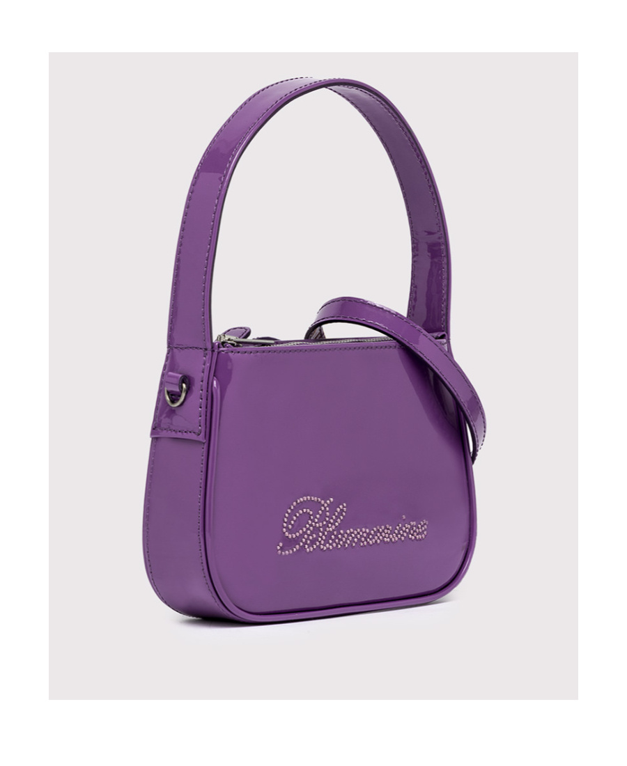 Blumarine Patent-finish Rhinestone Tote Bag In Purple