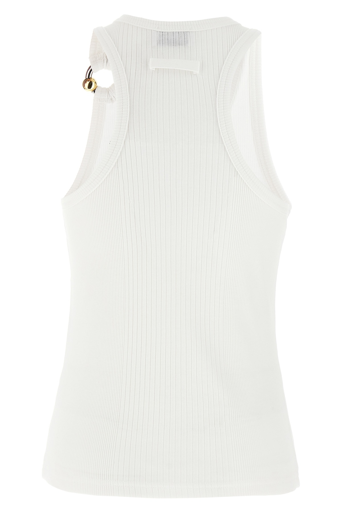 Jean Paul Gaultier Ribbed Texture Scoop Neck Sleeveless Top In Gray