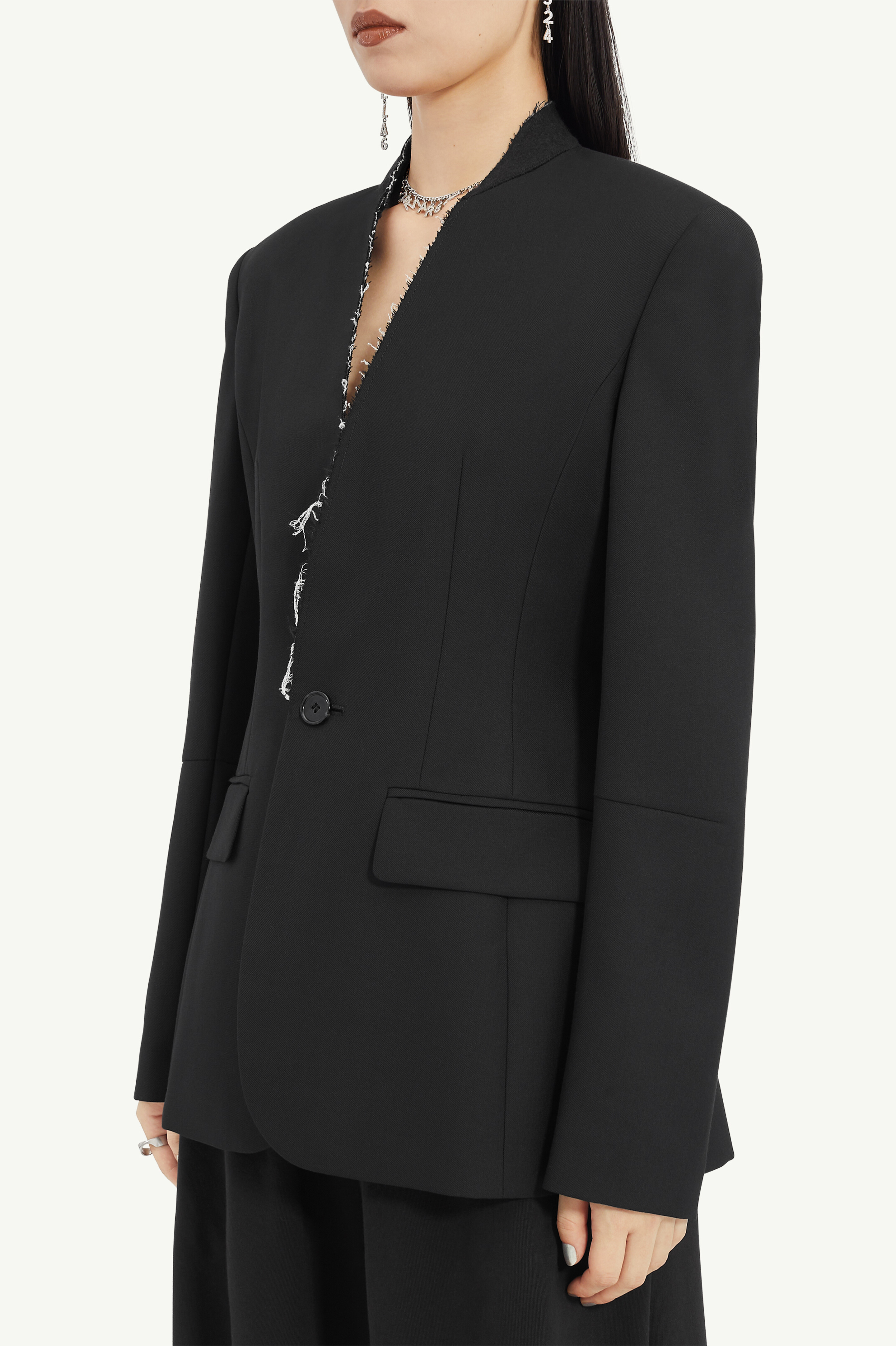 Mm6 Maison Margiela Contrast-stitching Single-breasted Blazer In Black