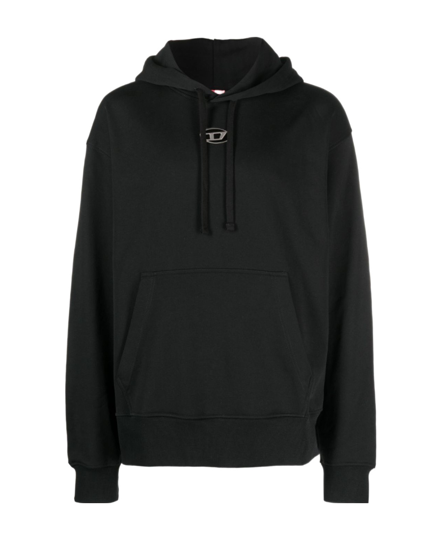 Diesel Logo Detailed Drawstring Hoodie In Black