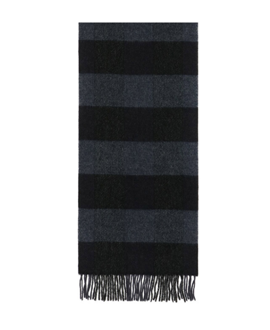 Lanvin Striped Fringed Scarf In Black