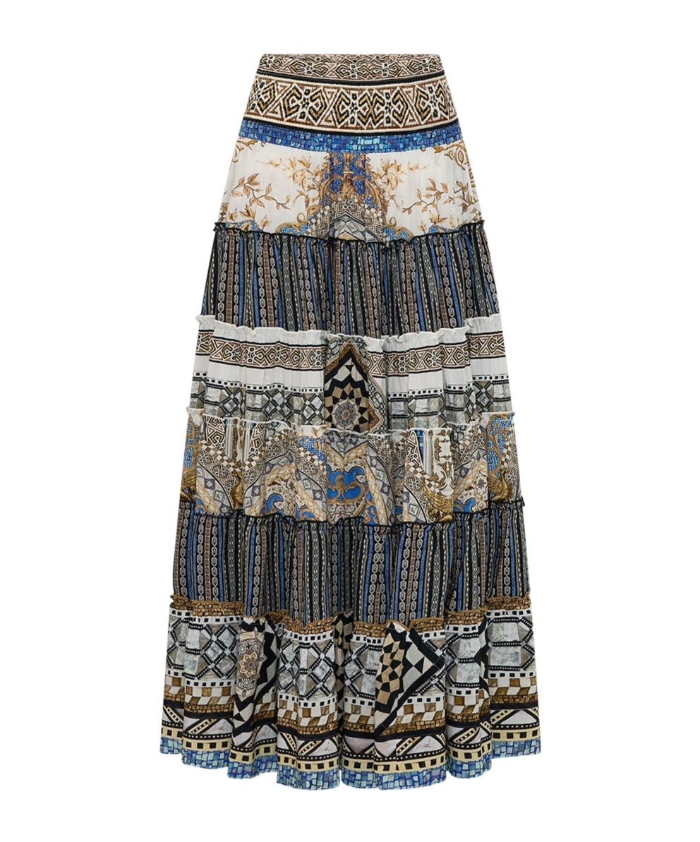 Shop Camilla Make Me Your Mosaic Shirred Waist Skirt In Black