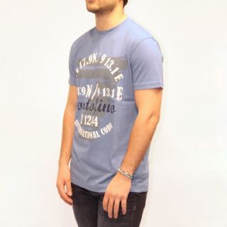 Ea7 Printed Round-necked T-shirt In Blue