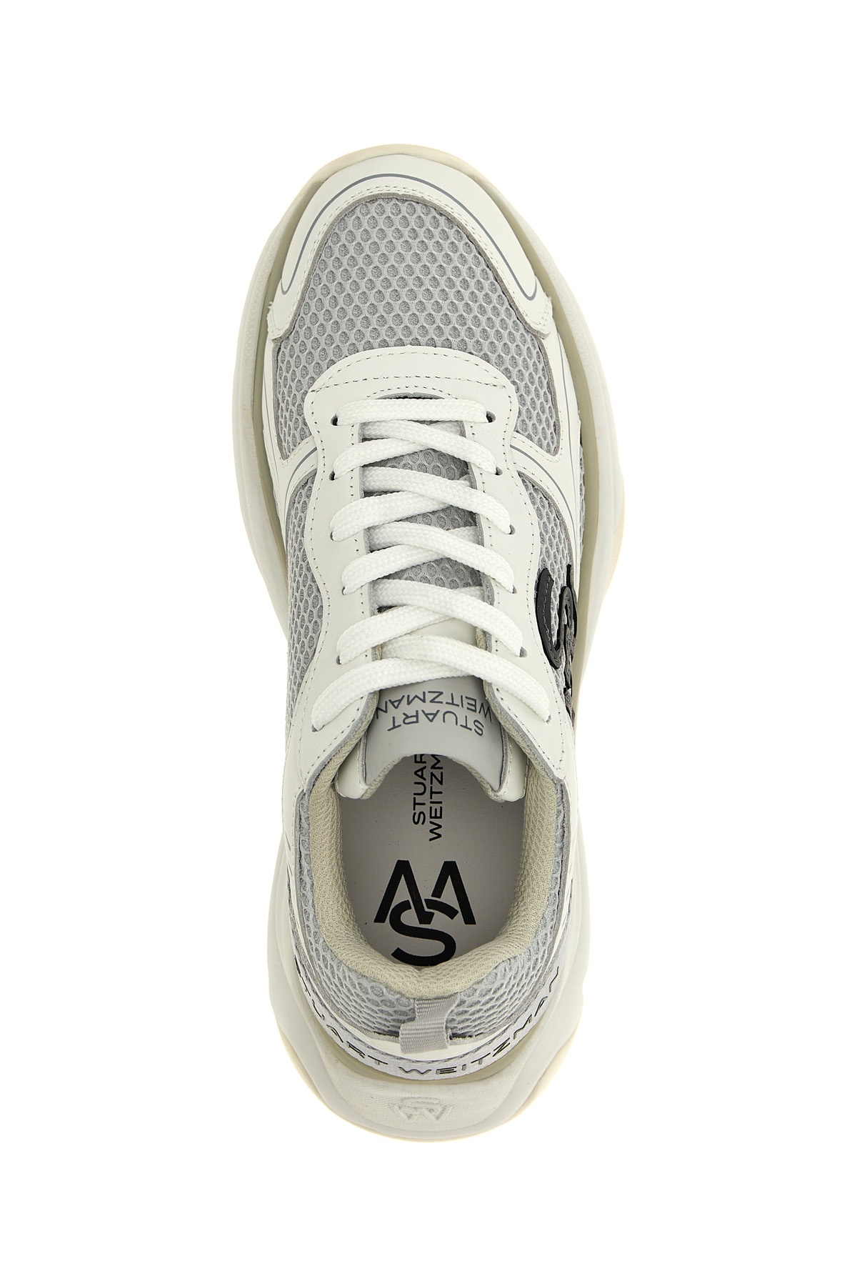 Stuart Weitzman Logo-patch Mesh Chunky Sneakers In White