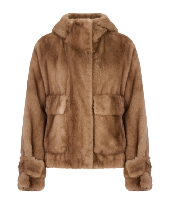Blancha Long-sleeved Fur In Brown