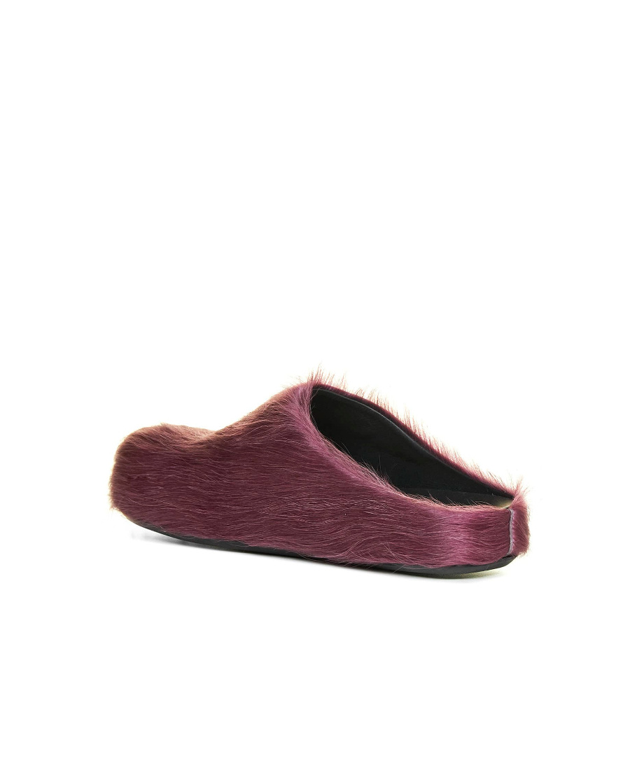 Marni Prune Violet Calf Hair Fussbett Mules In Purple