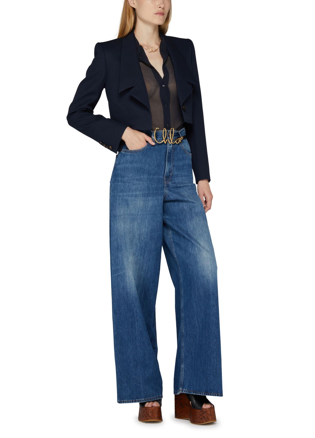 Chloé Iconic Leather Belt Gold-tone Hardware In Nude