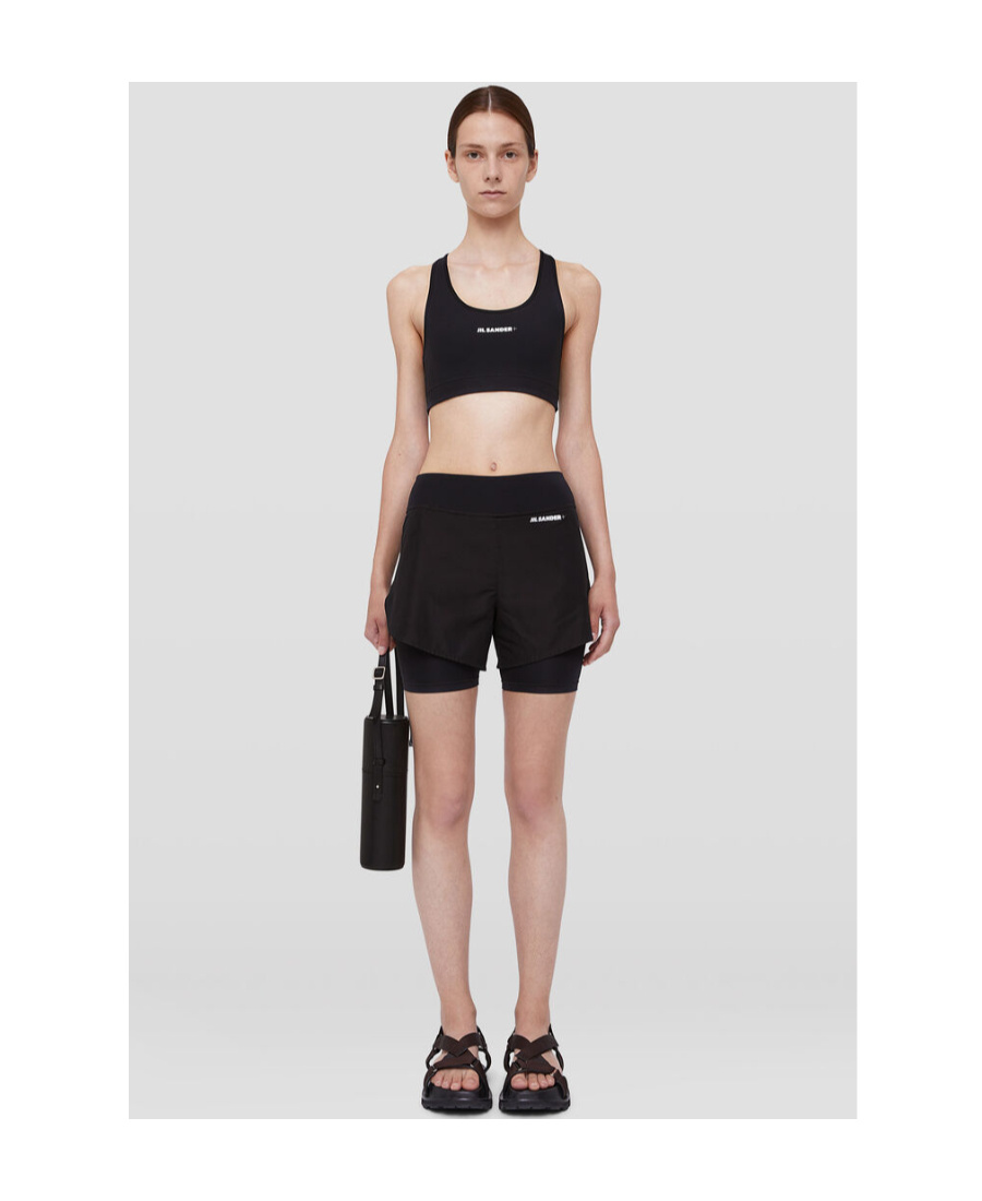 Jil Sander Logo Tech Layered Running Shorts In Black