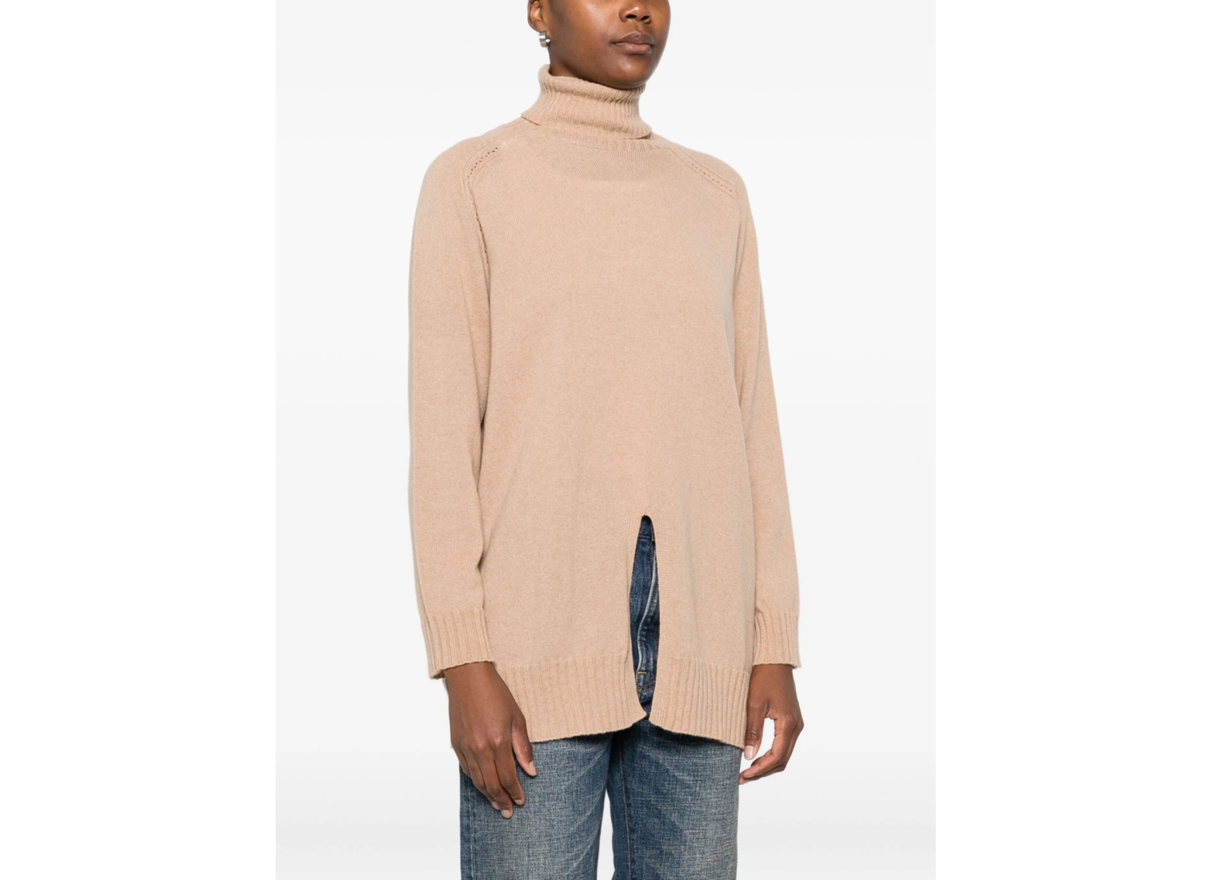 Twinset Long-sleeve Turtleneck Sweater In Brown