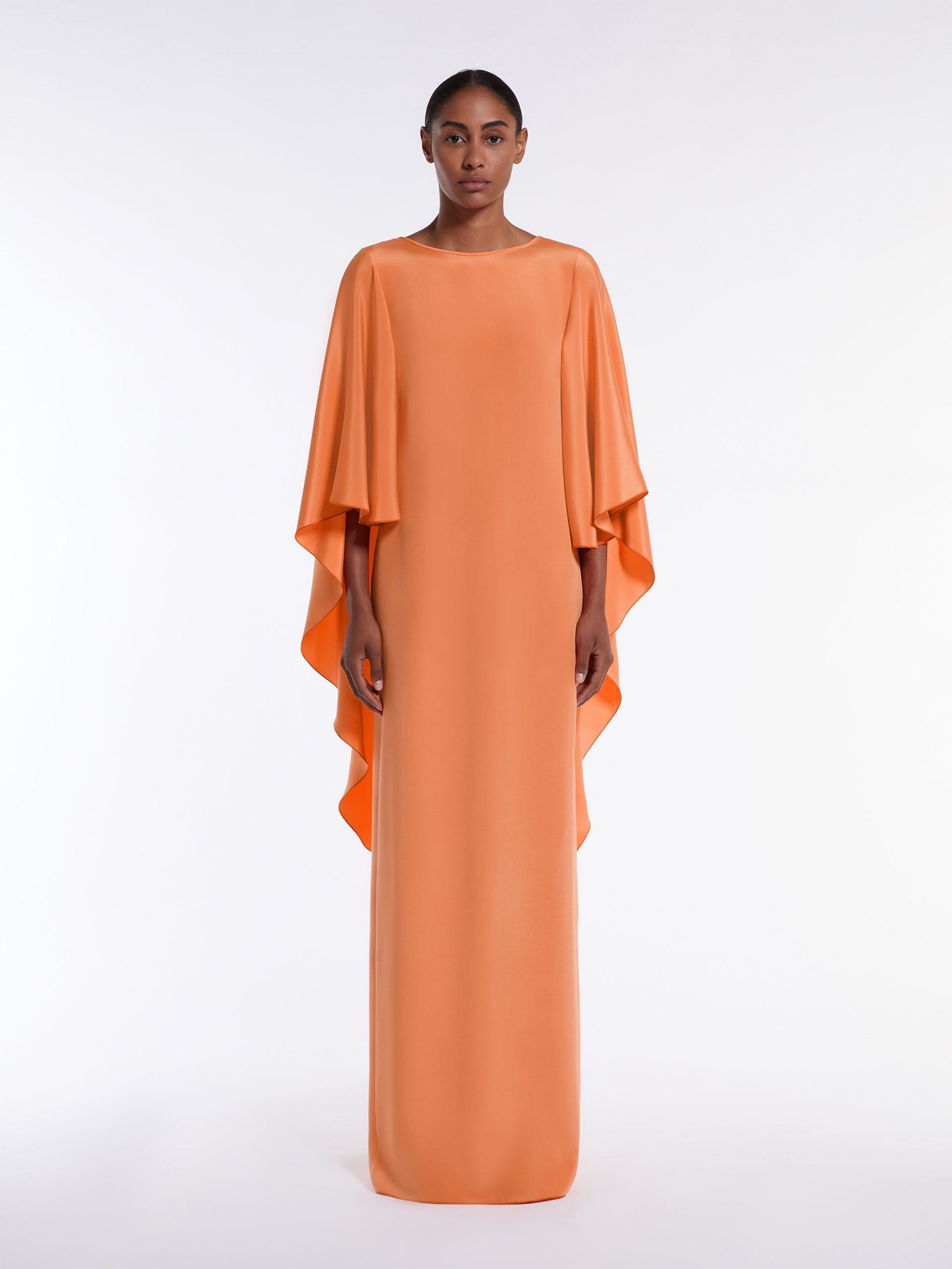 Max Mara A Dress With Lotus Leaf Edge Details In Orange