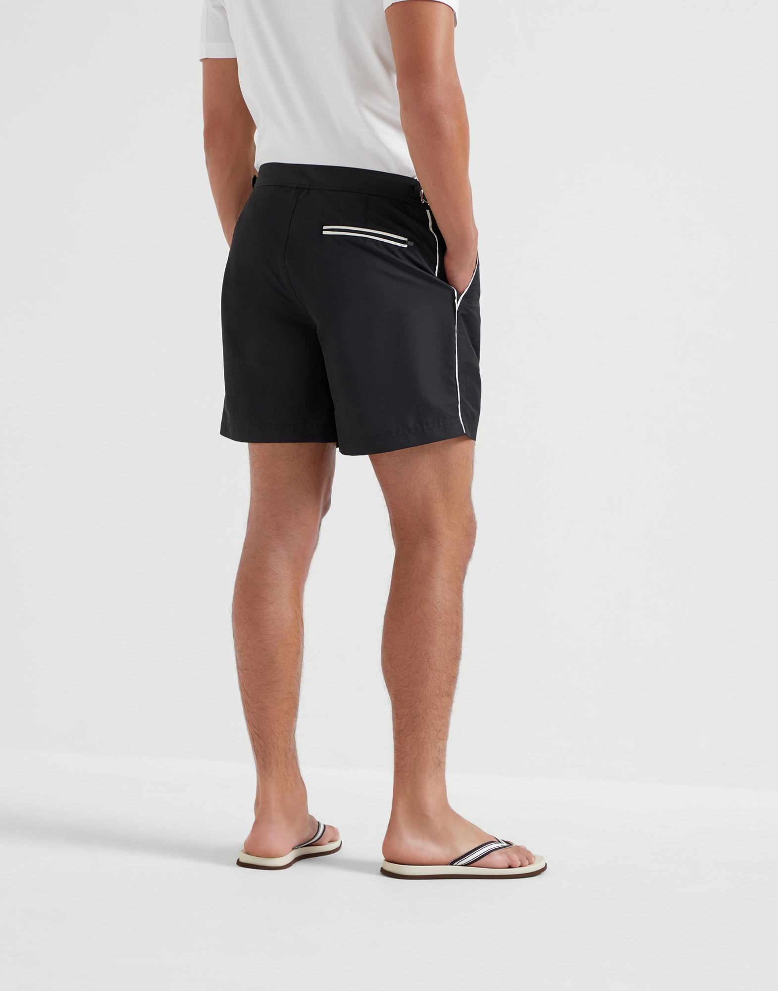 Brunello Cucinelli Contrast-color Swimming Trunks In Black