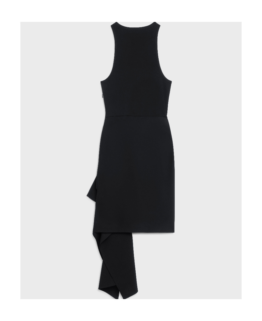 Celine Viscose And Polyester Pleated Sleeveless Dress In Black