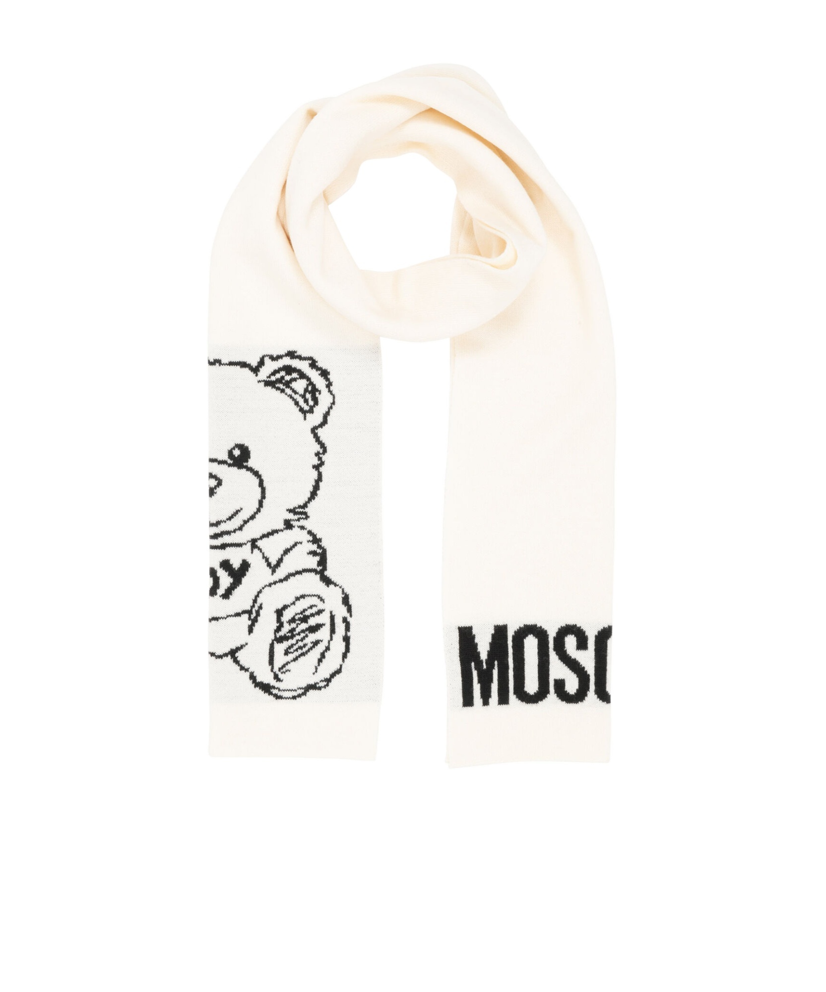 Moschino Teddy Bear Pattern Scarf In White
