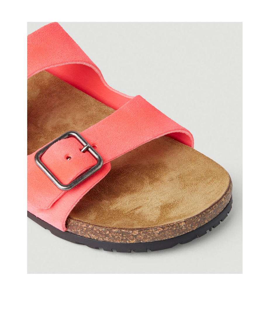 Saint Laurent Jimmy Buckle Flat Sandals In Pink