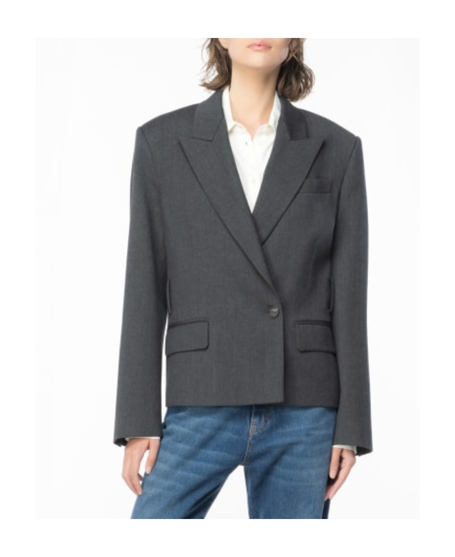 Pinko Tie-waist Wool-blend Blazer In Black