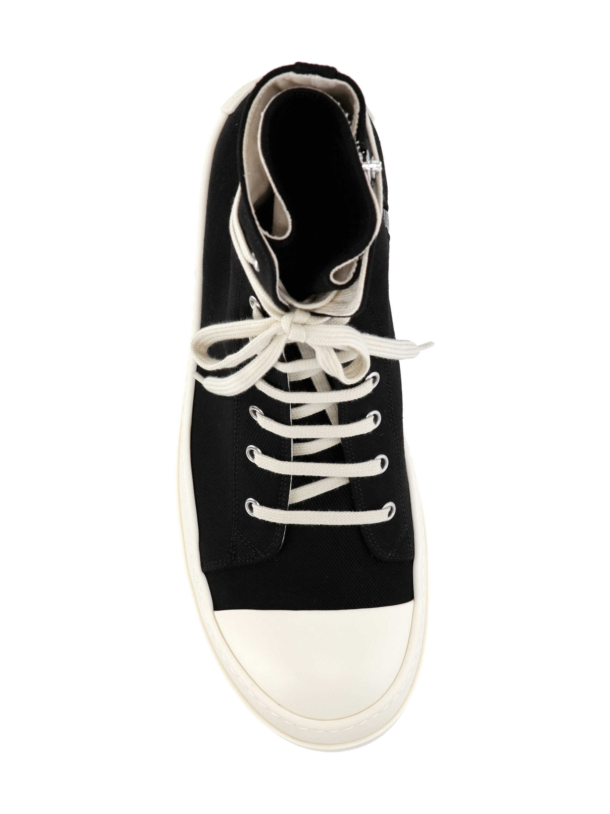 Rick Owens Drkshdw High-top Round Toe Rubber Sole Sneakers In Black