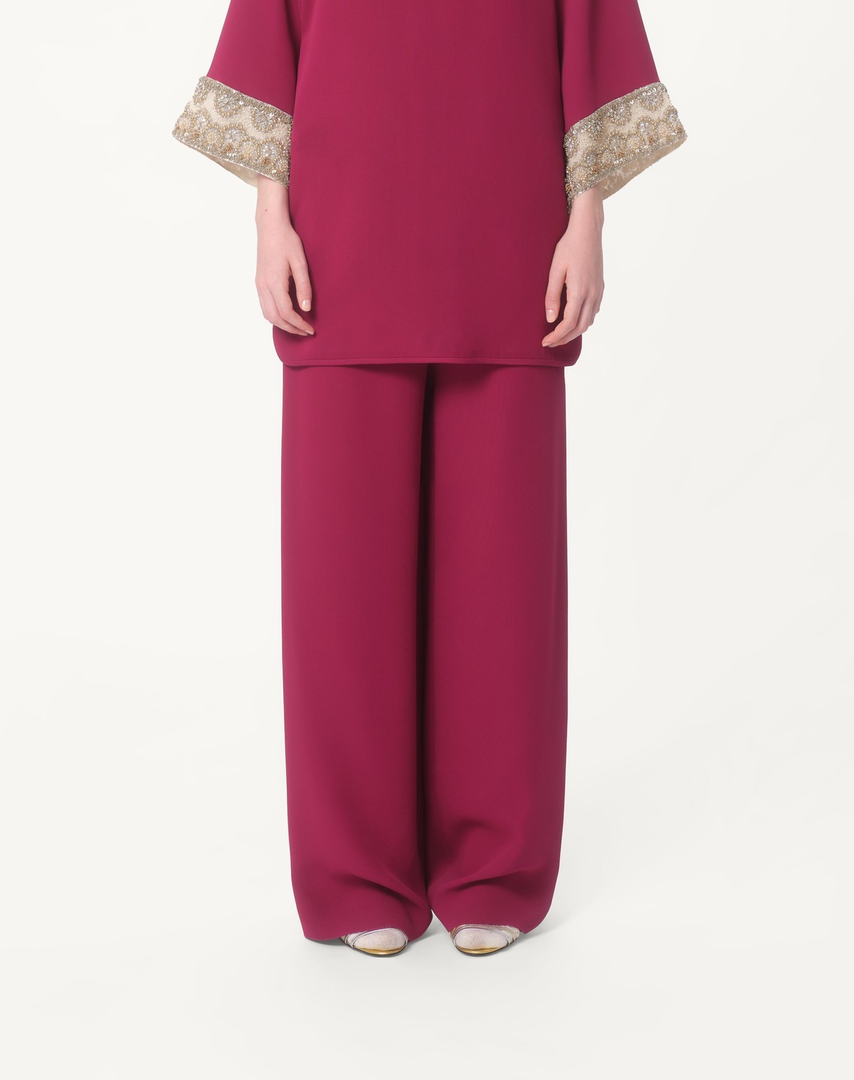 Valentino Cady Couture Wide-leg Pants In Red