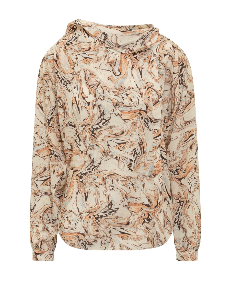 Isabel Marant Tiphaine Marble-print Silk Blouse In Nude