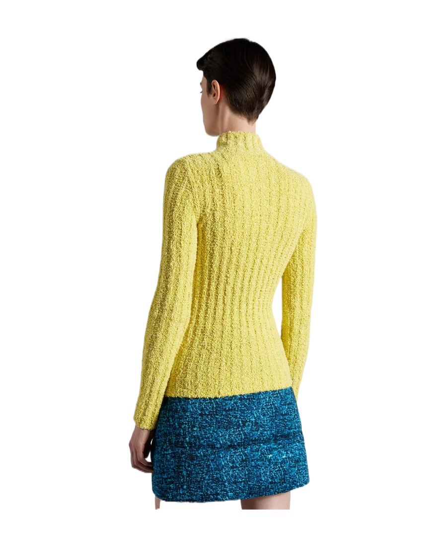 Moncler Ribbed Roll Neck Jumper In Yellow